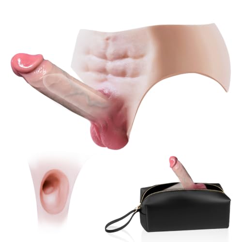 Strap On Hollow Dildo Harness for Men 5.7 Dual-Layer Firm Support Penis Sleeve Panties Realistic 5 Girth Ultra-Elastic Wearable Silicone Strapon Underwear for Couples Pegging with Storage Bag