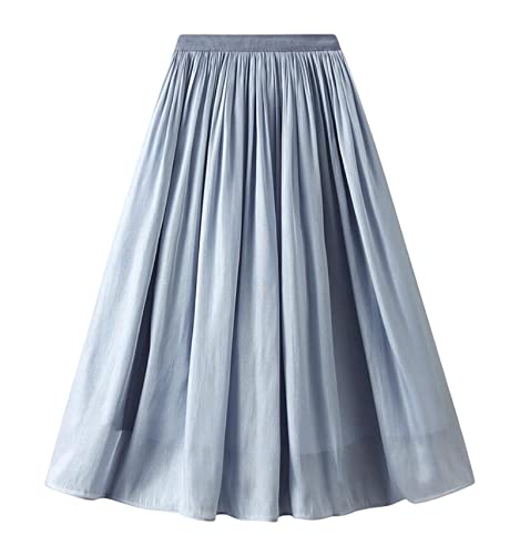 Jupe en tulle femmes jupe plissée maille taille haute midi bleu ciel XXL