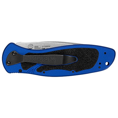 Kershaw Blur Navy Blue Pocketknife, 3.4" Sandvik 14C28N Stainless Steel Recurved Blade, Assisted Thumb-Stud Opening Edc #TOP3
