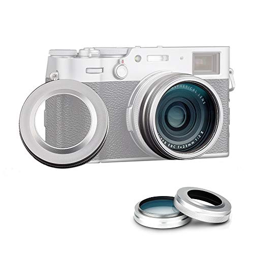 Preisvergleich Produktbild JJC Gegenlichtblende & Adapterring mit UV-Filter-Set für Fujifilm Fuji X100V X100F X100T X100S X100 Kameras, kompatibel mit Original-Objektivdeckel, silberfarben
