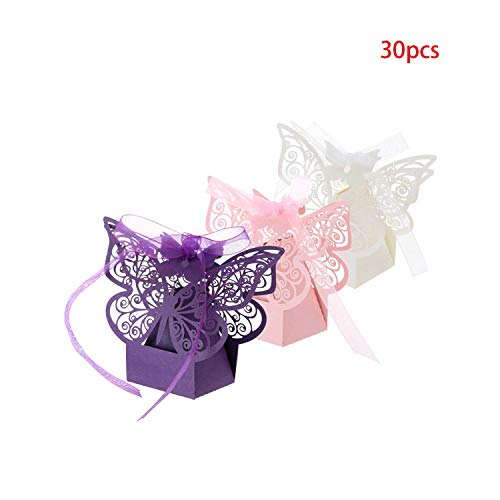 Wohlstand 30pcsCaja Cajitas Con Cinta,Folable mariposa 3D cajas de regalo de dulces para fiesta de boda ideal para dulces, chocolates, pequeños regalos y joyas