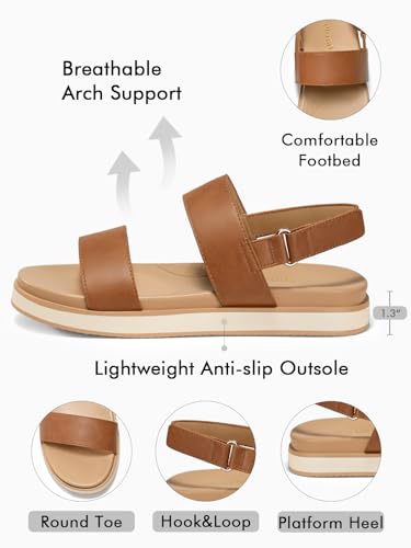 Image of Coutgo Women's Arch Support Adjustable Strap Flat Sandals