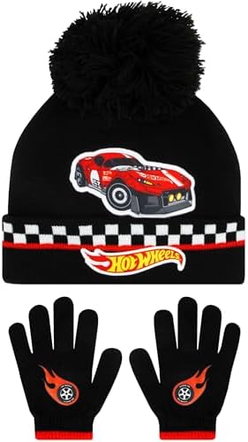 Hot Wheels Kids Hat And Gloves Set Race Car Winter Hats For Kids
