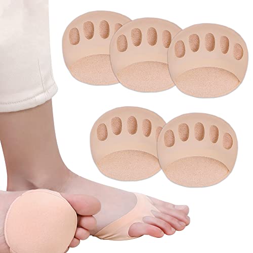 Image of SooGree Ball of Foot Cushions Honeycomb Fabric Metatarsal Pads Invisible Socks Pads for Women and Men Reusable Forefoot Pads (10 Pairs-Beige)