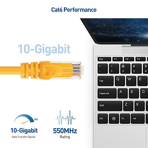 Cable Matters 10Gbps 5-Pack Snagless Short Cat 6 Ethernet Cable 7 Ft (Cat 6 Cable, Cat6 Cable, Internet Cable, Network Cable) In Yellow #TOP1