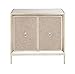 Deco 79 Wood Upholstered Front Panel 1 Shelf and 2 Doors Cabinet with Mirrored Top and Ring Handles, 32
