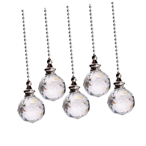 Homoyoyo 5 Bolas De Cristal Colgantes Para Ventilador De Techo Cadena Decorativa Bola De Cristal (30 Mm Transparente)