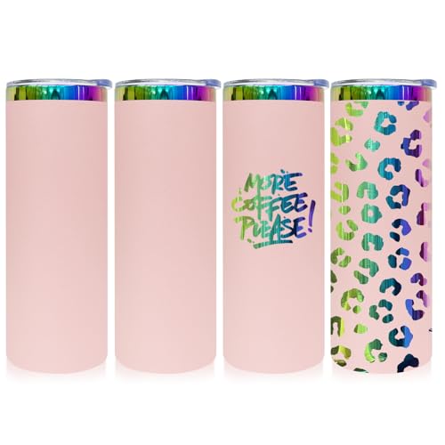 FunTrans 20 oz Skinny Tumbler With Lid and Straw Pink,4 pack