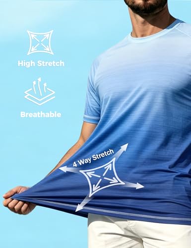 Image of ELETOP Men's Swim Shirts UPF 50+ Short Sleeve Rash Guard Sun Shirts for Beach Fishing