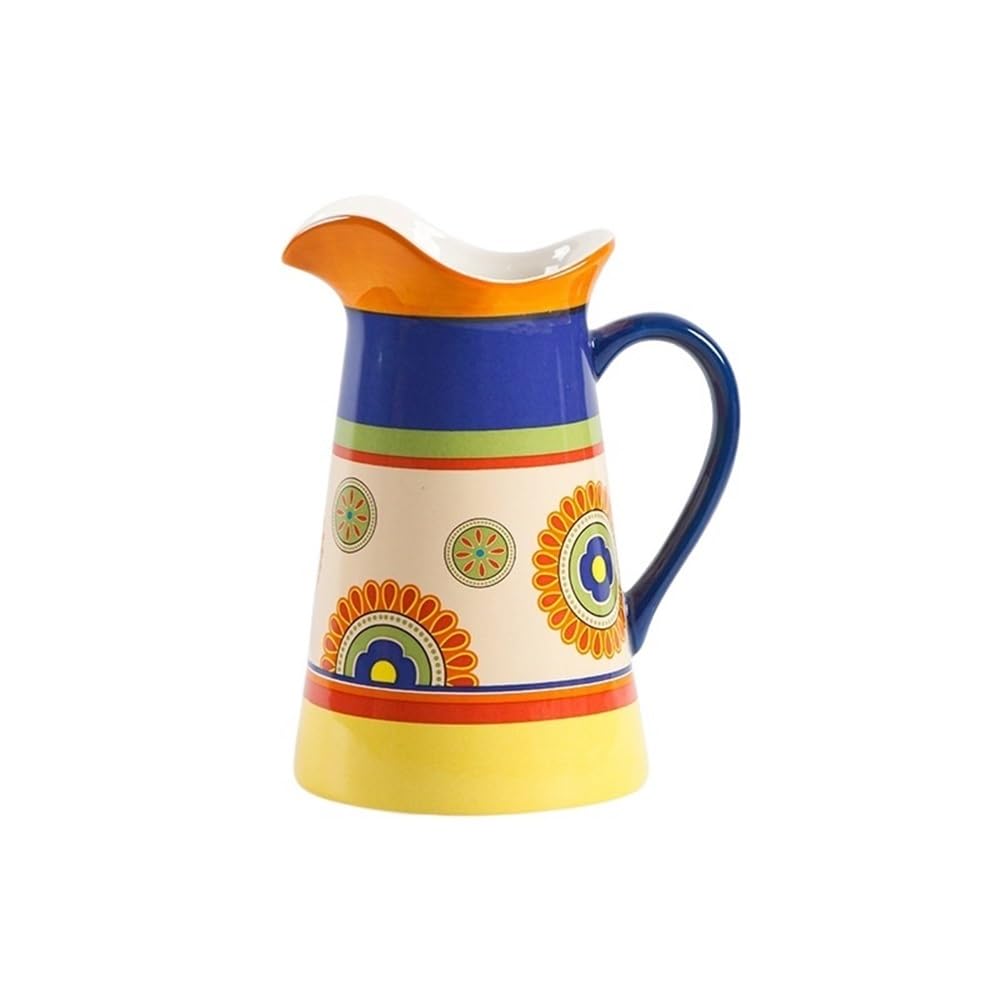 Dzbanek na wodę 2000 ml Dzbanek na zimną wodę z uchwytem Ceramiczny dzbanek na wodę do kawy, soku i domowego napoju, dzbanek do mrożonej herbaty (pomarańczowy)