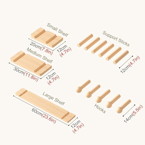 PFCDZDU Pegboard Wall Organizer Panels, Solid Wood Peg Boards Combination Kit, Garage Kitchen Living Room Office Wall Mounted Display Shelf Storage
