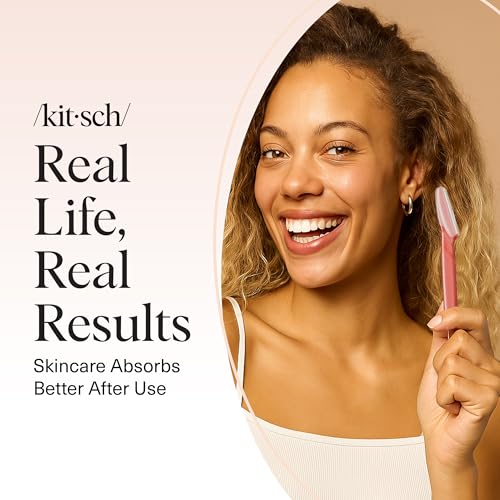Kitsch Dermaplane Razor for Women Face - Face Razors for Women and Men - Eyebrow Trimmer, Shaver, Recycled Plastic Dermaplaning and Skin Care Tool - Coral, 6 pcs - 9