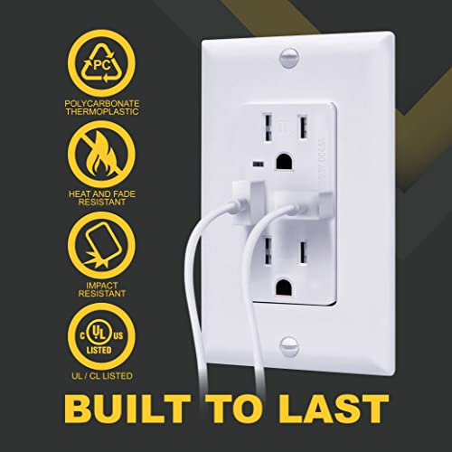 Faith 4.6A White Usb Wall Outlet, 15A Tamper-Resistant Receptacles With Wall Plate, 2 Outlets With Usb Ports, Compatible With Iphone, Samsung Devices, And More, 1-Pack #TOP2