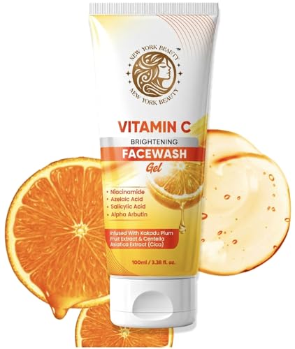 Image of Vitamin C Brightening Facewash Gel with Niacinamide, Salicylic Acid 0.5%, Alpha Arbutin, Azelaic Acid | Infused with kakadu Plum & Centella Asiatica Extract | All Skin Types | Face Wash For Women & Men |100 ml | Anti-Acne /Pimple,Oil Control & Skin Brightening | Glow Up Your Skin