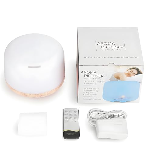 Retoo Difusor de Aroma, humidificador ultrasónico de aromaterapia, 500 ml, difusor de aceites con 12 Colores de luz LED, difusor de aceites Esenciales, lámpara de Fragancia para el Oficina, hogar - imagen 9