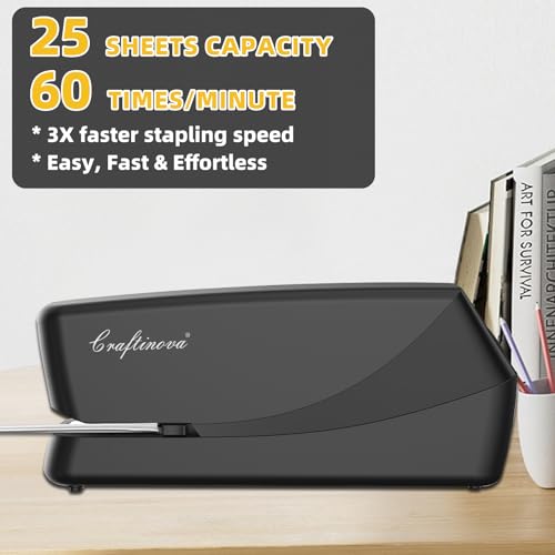 Image of Electric Stapler can be Used in Offices, Professionals, classrooms, Schools and Homes, 20 to 25 Pages, 60 Times /Minute, Stapler Multifunctional Power Supply （Black）