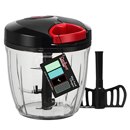 Manual Food Chopper Vegetable Cutter, Chopper Hand String Vegetable Chopper Onions Cutter for Vegetable Fruits Nuts Durable BPA Free Food Safe Material(BlackRed)