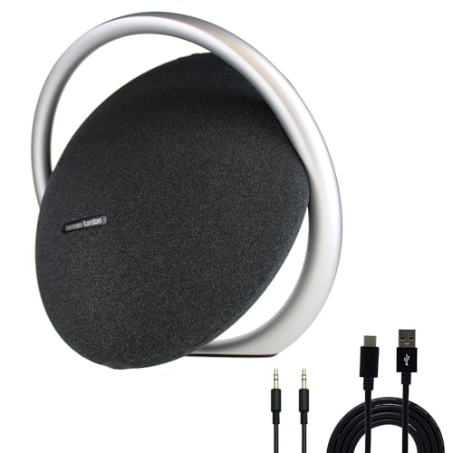 Harman Kardon Onyx Studio 8 Bluetooth Wireless Portable Speaker (Black) (HKOS8BLKAM) + USB-C Cable + AUX Cable