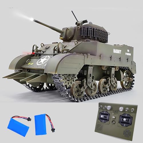 Ssccgym Remote Control Light Tank US M5A1 Stuart Tank 1/16 War RC Military Vehicle Simulation Smoke...