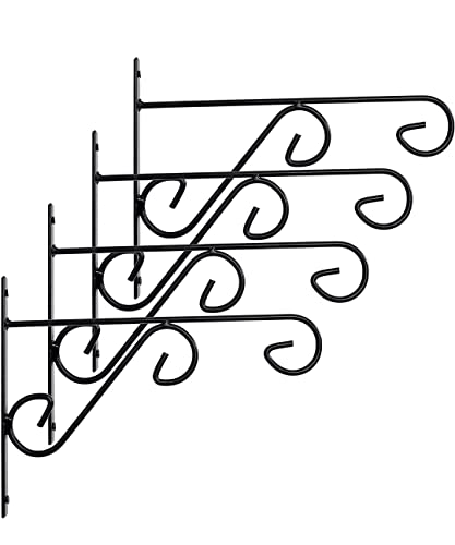 Image of Planter Hanger Metal Wall Hook Hanging Plant Bracket | Decorative Straight Plant Hanger for Pots, Bird Feeders, Planters, Lanterns, Macrame, Wind Chimes Indoor Outdoor (Black, 18)