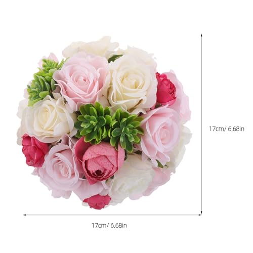 Ramo de Rosas de Tejido Rosa Sofisticado y Cinta Premium UKCOCO 3