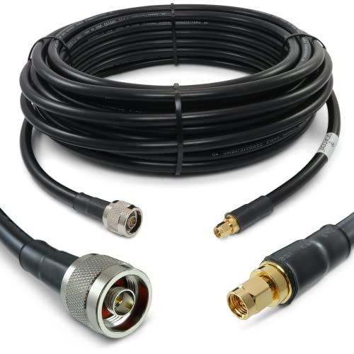 Proxicast 50 ft SMA Male to N Male Premium 400 Series Low-Loss Coax Cable (50 Ohm) for 4G LTE, 5G Modems/Routers, Ham, ADS-B, GPS to Antenna or Surge Arrester Use (Not for TV or WiFi) (ANT-140-020-50)