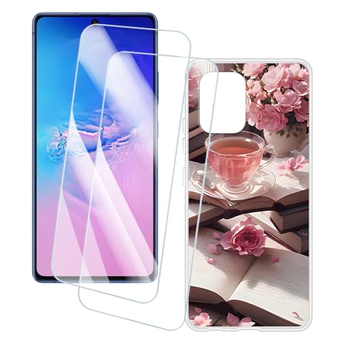 OAGELIM 2�Z�b�g �X�N���[���v���e�N�^�[ + �P�[�X Samsung Galaxy S10 Lite (6.7 �C���`) �Ƃ̌݊������� �A�[�e�B�X�e�B�b�N�J�X�^���v�����g�J�o�[�Ƌ����K���X�t�B���� �X�N���b�`�h�~ (�s���N�̌ߌ�)