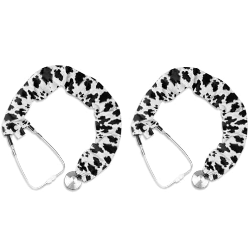 Uorisanigo Black Leopard Print Stethoscope Cover Sleeve 2 Pack Stethoscope Accessories Washable Stethoscope Covers for Nurses Doctors Stretchy Stethoscope Cover Neck Protection