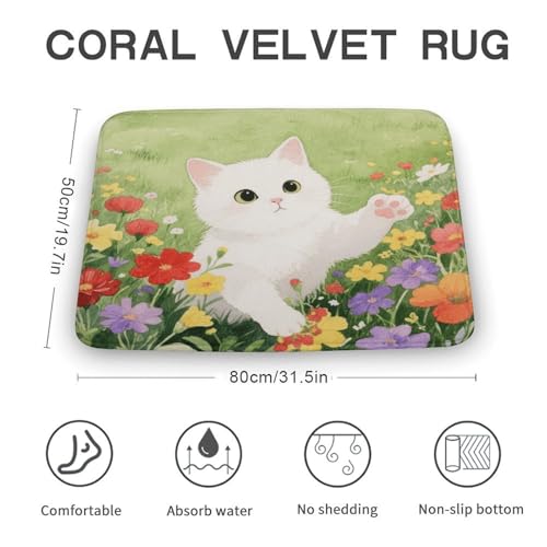 Tapetes de baño superabsorbentes y esponjosos con patrón de gato 4