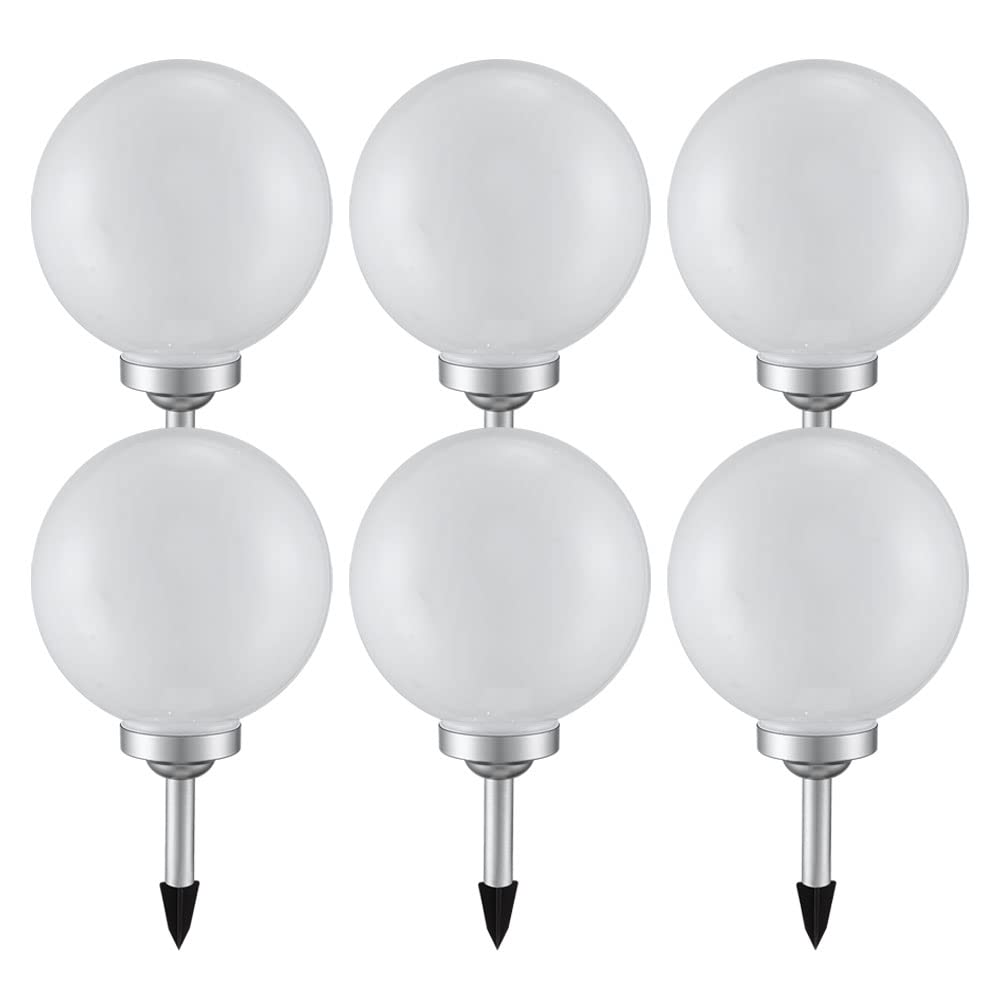 Solarleuchte Kugel Garten Kugelleuchte Solar LED Gartendeko Solarkugel für Außen 25 cm, Leuchtdauer ca. 6-8 Stunden, H 65 cm, 6er Set