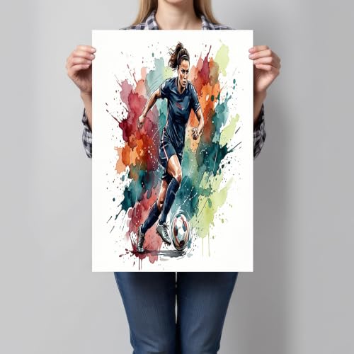 Póster de fútbol femenino para decoración de paredes con arte abstracto grande de 60x80cm