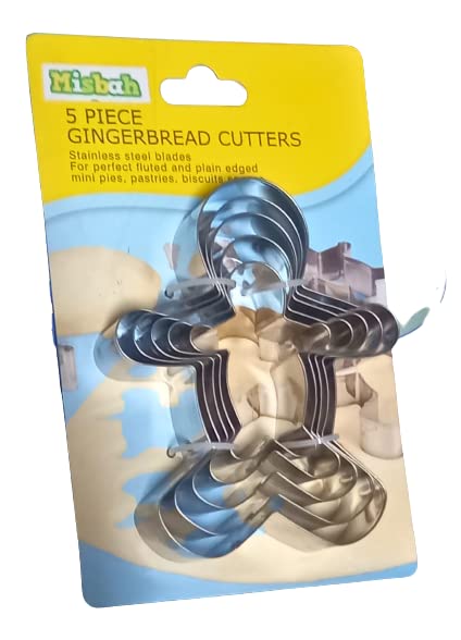 MISBAH Gingerbread Man Cookie Cutter Fondant Biscuit Pastry Stainless Steel Baking Mold Set (5 Sizes)