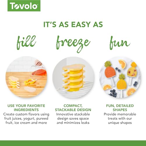 Image of Tovolo Pineapple Popsicle Mold Stackable Kids Pack of 4 Pineapple Silicone Mold with Sticks, BPA Free Freezer Pop Maker Summer Essentials Frozen Treat Molds, Sun Ray Yellow