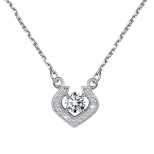 Bijoux à la mode collier argent 925 pendentif cœur zircon mobile femme
