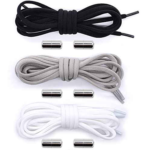 FANGZ 3 Pares Cordones Elásticos sin Nudo con Hebilla Metal para Zapatillas Cordones sin Atar para Niños y Adultos para todos los Zapatos [No es Necesario Atar los Cordones de los Zapatos] Cover