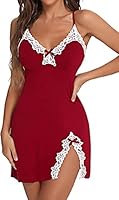 BROIDEN Women's Solid Lycra Sexy Lingerie for Honeymoon Nightwear Babydoll (Free Size) (Free Size, Maroon)
