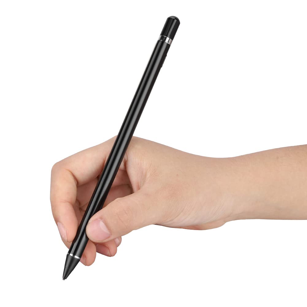 Sxhlseller Penna Capacitiva Attiva per Dispositivi e Tablet, Pennino in Metallo Ad Alta Precisione da 1,45 Mm con Batteria Ricaricabile e Autonomia di 10 Ore, Nera (BLACK)