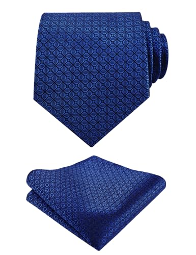 Image of Alizeal Mens Vintage Solid Plaid Tie with Pocket Square 3.15inches Necktie Set
