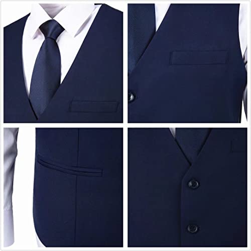 Msadgy Mens Formal Vest For Men Sleeveless Slim Fit Jacket Waistcoat Business Wedding Groomsmen Tuxedo Suit Vest(Navy Blue, 3Xl) #TOP4