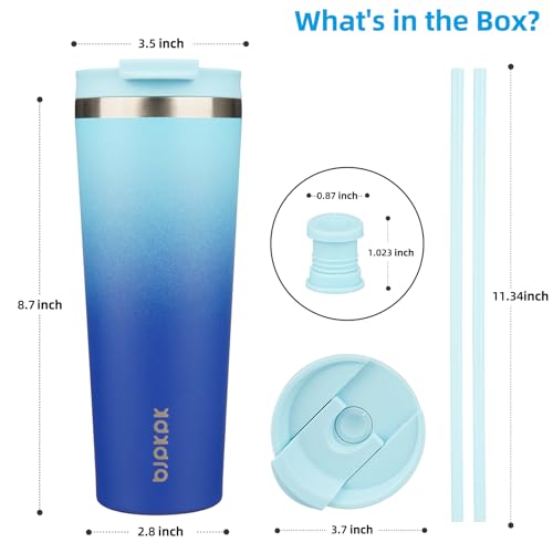 Image of BJPKPK 26 oz Coffee Tumbler with Straw, Insulated Stainless Steel Cup