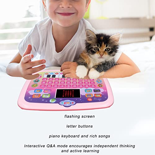 Máquina de histórias infantil LED, botões de letras multifuncionais para crianças (rosa)