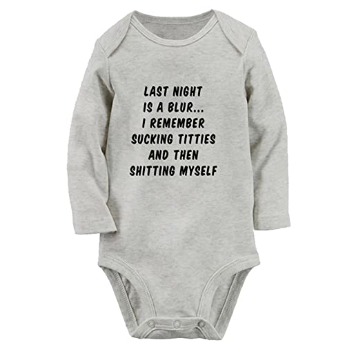iDzn Bambini Last Night Is A Blur Divertenti Tutine, Body per Neonato, Tute per Neonato, Tute Intere Lunghe per Bambini da 0 a 12 Mesi