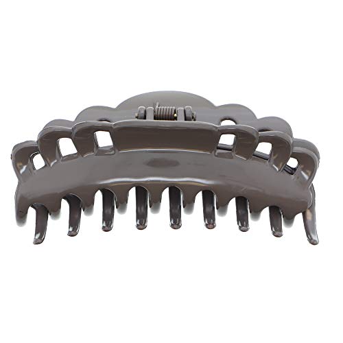 Pince à mâchoire festonnée anti-glisse de 10,2 cm pour chignon parfait marron clair