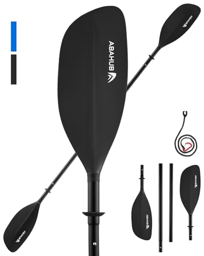 Abahub Pagaie Kayak 230 cm, 4 Parties démontables – Compacte, en Aluminium léger, Flottante et prête pour Toutes Vos escapades en Kayak, canoë et Bateau...