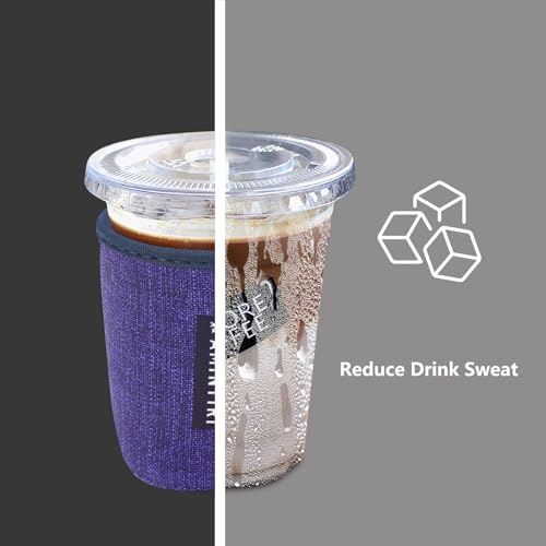 Image of 3 Pack Reusable Sleeve for Iced Coffee Cup, Coffee Neoprene Sleeve for Iced&Hot Drinks, Coffee Sleeve Compatible with Starbucks, Dunkin Coffee Cup. (Blue Jean)