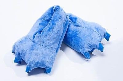 NiniMoe Blue Soft Plush Indoor Home Slippers Paw Claws Cosplay, Unisex Adults Men Womens Teens (EU Size: L 40-43)