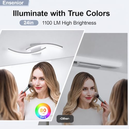 Image of 23.62 inch Modern Bathroom Vanity Light Brushed Nickel Lights Fixtures 5500K Led Bathroom Light Fixture Over Mirror Modern Wall lamp for Cabinet Hallway,2 Packs