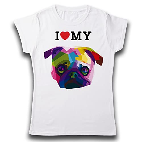 Playera Para Mujer | I love My Pug Dog | Perfecta para Regal...