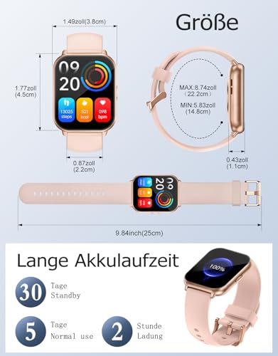 Fitness-Tracking-Interface der RUIMEN Watch mit SpO2- - Detailansicht von RUIMEN Smartwatch Telefon Deal – Dealfoxx.de