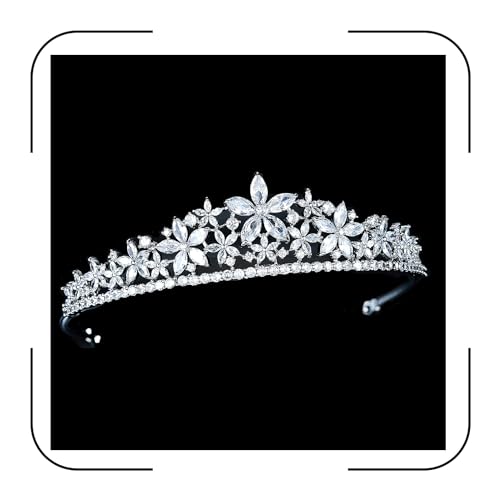 Sparkly Small Zircon Wedding Crowns and Tiaras for Women Cubic Zirconia Quinceanera Crown Sweet 16 Tiara Little Silver Gold Headband Crystal Headpieces Coronas Para 15 Anos Quinceaneras 2023 (Silver by QXMYOO - Used condition - US$17.35